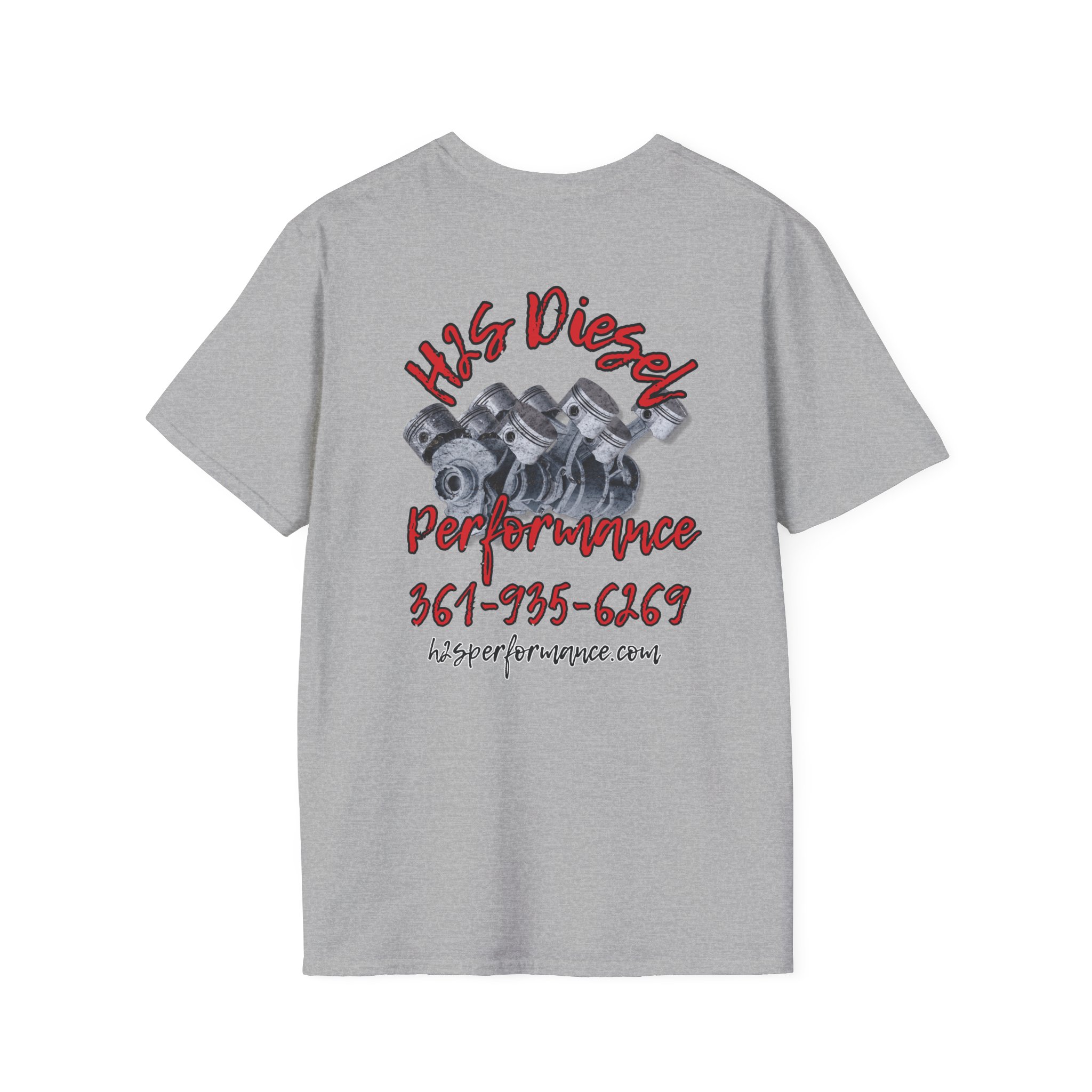 V8-style piston and crank assembly — H2S Diesel Garage Shirt - Image 2
