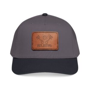 Leather Patch Baseball Cap — Mid Profile Trucker Hat with Rectangular Patch